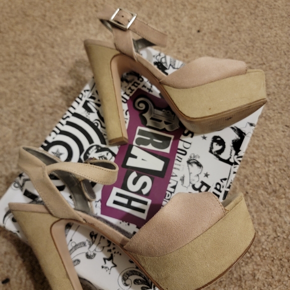 Brash faux suede open toe Platform Strappy heel - Picture 3 of 4